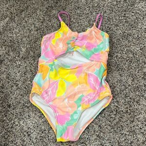 Girls one piece swim suit with rash guard size L 10/12